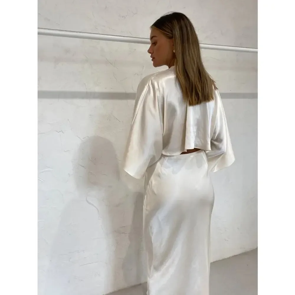 Shona Joy La Lune Tie Front Bias Midi Dress Cream - Picture 4 of 14